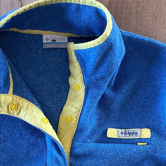 Columbia Blue and Yellow Fleece Pullover - Picture 2 of 4